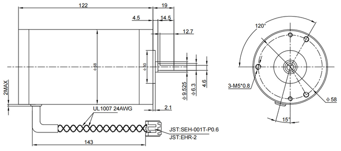 Dia 68mm Robuuste Geborstelde gelijkstroom-Motor tot 9000 T/min 0