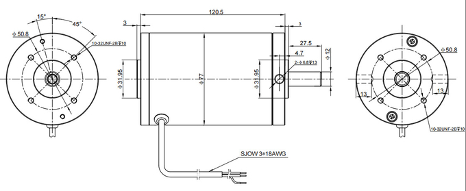 45 - Diameter 77mm van de 250 Watts Robuuste Gelijkstroom Geborstelde Motor 0